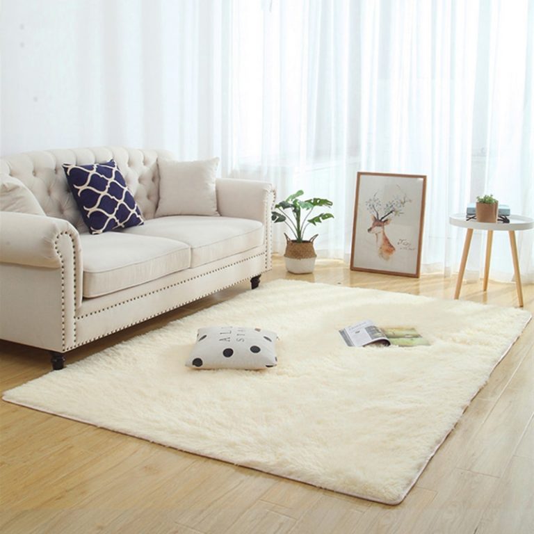 Tapis shaggy rectangulaire beige
