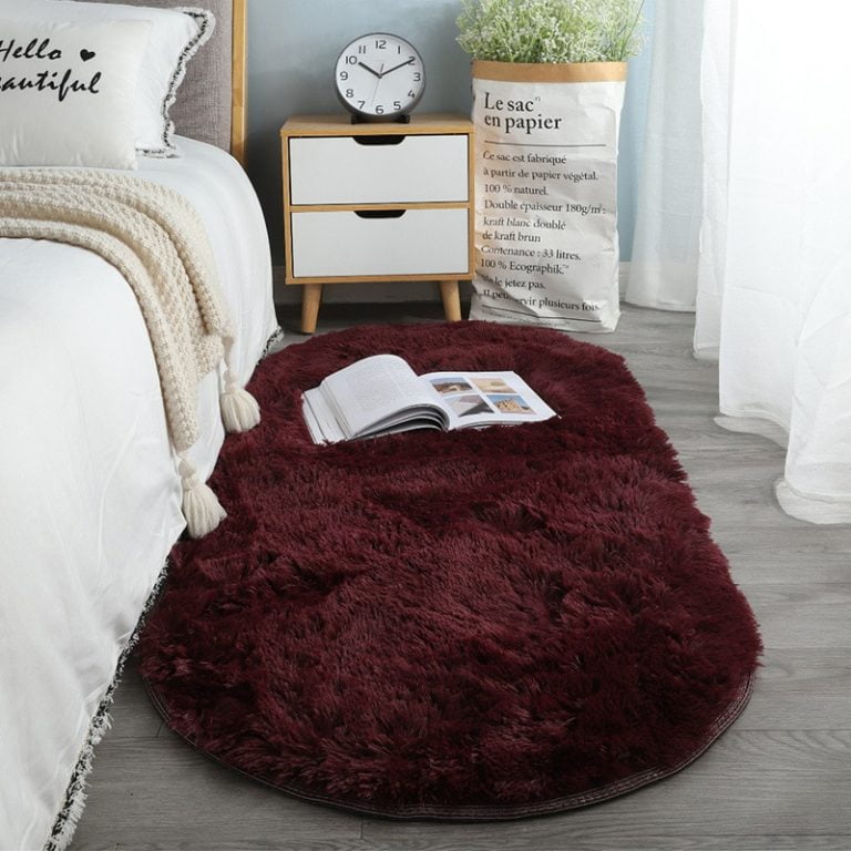 Tapis shaggy ovale bordeaux