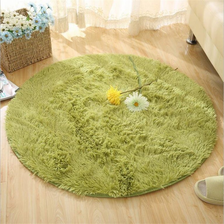 Tapis shaggy rond vert
